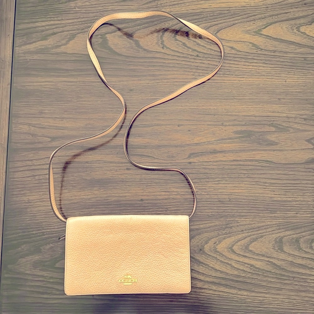 Coach Leather Crossbody Clutch Wallet, Warm Tan